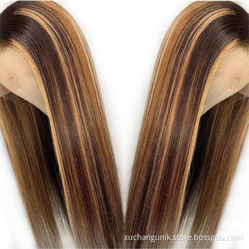 Uniky ombre blonde wig 30 inch highlighted human hair wig 13x4 transparent lace Malaysian virgin human hair ombre wigs